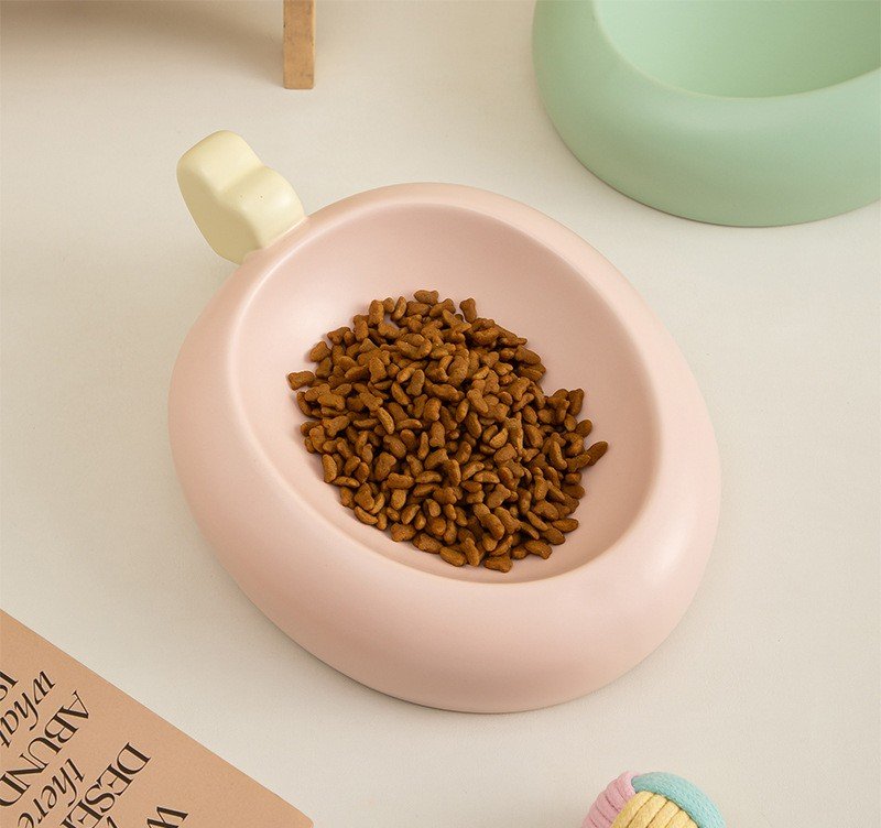 Egg Ceramic Pet Bowl | Wide Base | Heart Lug | Cat and Dog Feeder | Wholesale